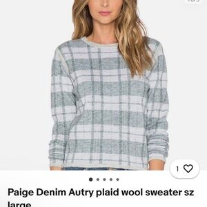 PAIGE Gray and White Plaid Sweater